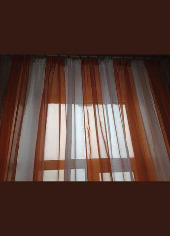 Готовый тюль в бело-оранжевую полоску на кухню, в зал, в детскую 450*270 см. Hanna (317171303)