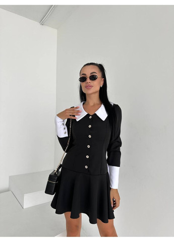 Черное праздничный платье из креп-костюмки – элегантный черно-белый образ ✨ (замеры в описании) DK/DL Мода без кордонів с абстрактным узором