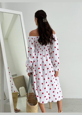 Білий повсякденний сукня з спідницею-сонце Garna сердечка