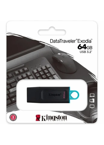 USB флеш накопичувач 64GB DataTraveler Exodia Black/Teal USB 3.2 (DTX/64GB) Kingston (387511030)