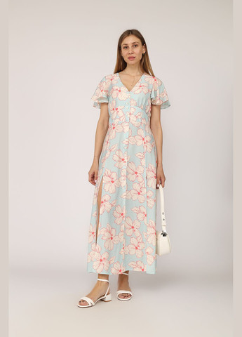 Голубое платье собрано по талии, женское цвет голубой cb-00277536 Yuki