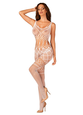 Сітчастий бодістокінг з імітацією топа та шортів Bodystocking G330 S/M/L - CherryLove Obsessive білий нейлон, еластан