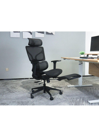 Крісло поворотне MARKUS F чорна сітка/чорний каркас з підставкою для ніг Intarsio (367253573)