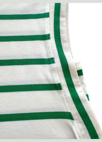 Зеленая летняя футболка без рукавов полосатая бело-зеленая 2000-55 (146 см) OVS