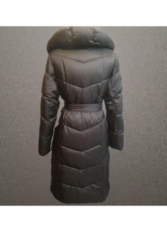 Черная демисезонная женское пальто с норкой 2348 Towmy