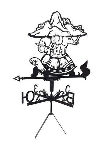 Флюгер на дом Черепаха, Плоская земля на слонах, флюгер на крышу из металла 2 мм. No Brand (368896667)