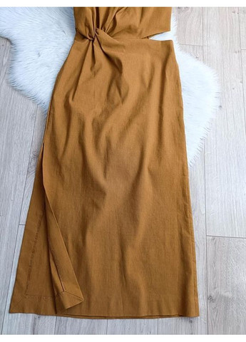 Горчичное платье cut out меди zw collection Zara