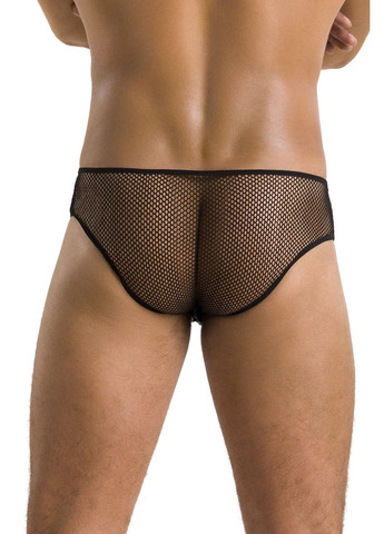 Мужские трусы со шнуровкой Slip Richard, черные, экокожа, сетка Passion (297587181)