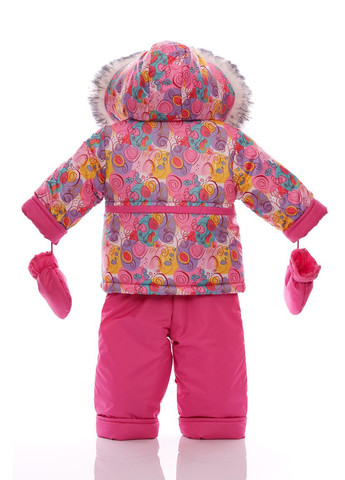 Розовый зимний комбинезон на синтепоне для девочки галактика ноль подстежка белый с черным мех розовый 86 см (51511) BABYKROHA