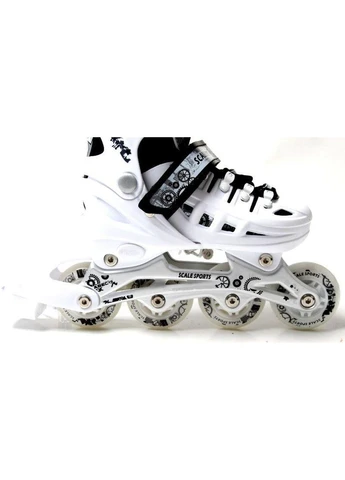 Детские раздвижные ролики 34-37 White с подсветкой переднего колеса Scale Sports (402462991)