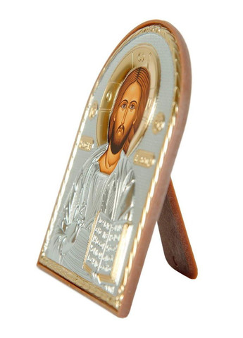 Серебряная Икона Иисуса Христа Спасителя 4х5,6 арочной формы в пластиковом киоте Silver Axion (266266199)