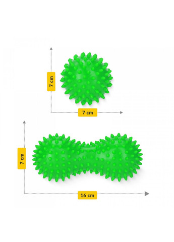Массажный мяч двойной с шипами Spike+ 7 x 16 см Green () 4FIZJO P-5905973403351 (341528896)