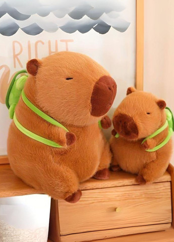 М'яка іграшка подушка Капібара з рюкзачком Черепашкою на спині 50см Велика плюшева обіймашка Little Joys (304546058)