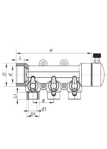 Коллектор 3-way с шаровыми кранами (40x20) PPR (KP0220) KOER K0170.PRO (388161064)