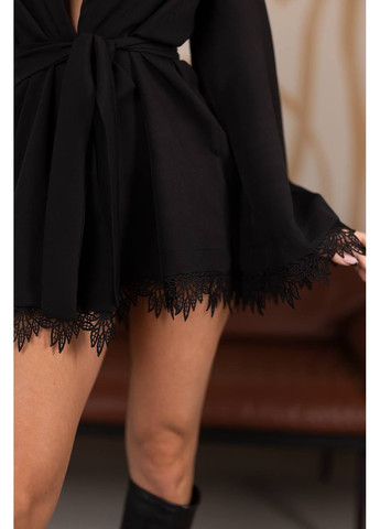 Чорна святковий елегантна сукня-піджак з італійським мереживом — заміри в описі силуетна Vione однотонна