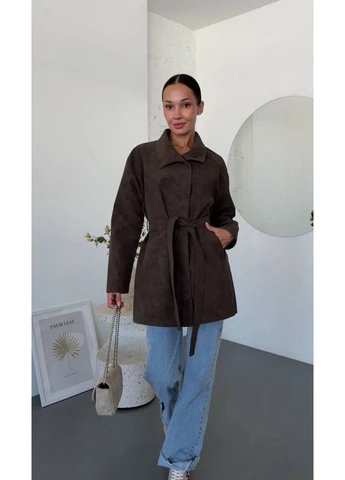 Коричнева демісезонна тренч No Brand