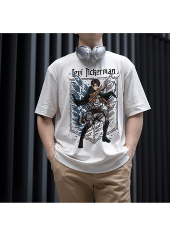 Черная футболка c принтом атака титанов - леви акерман 4 we No Brand