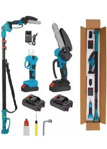 Набір акумуляторних інструментів секатор, садова пилка 6", телескопічний висоторіз та 2 акб (2104618703) No Brand (362209629)