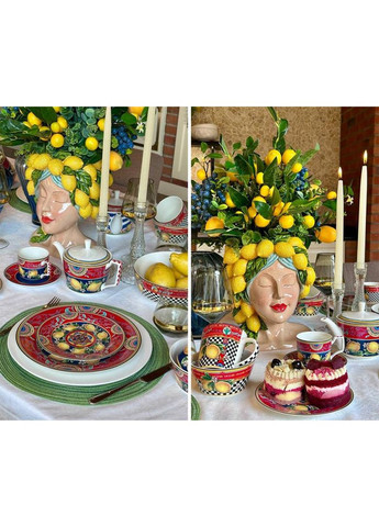 Чашка с блюдцем Sicilia фарфоровая 220мл для сервировки подарочная посуда в коробке Bona (368988244)