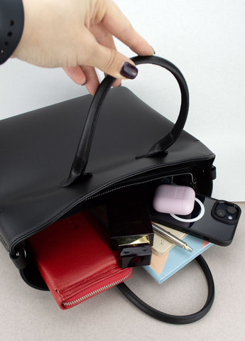 Сумка женская кожаная шопер 01387_m офисная черная Virginia Conti (301765852)