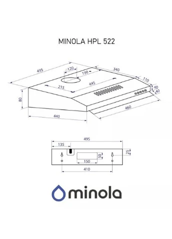 Вытяжка плоская HPL 522 WH MINOLA (362209837)