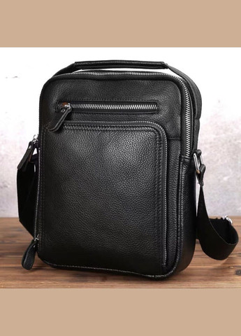 Мужская сумка-барсетка через плечо кожаная черная с ручкой M32432 Tiding Bag (338373010)