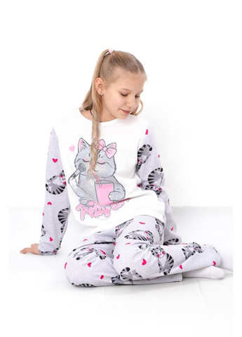 Комбінована зимня тепла піжама для дівчинки-підлітка з тваринним принтом (p-4255) туніка + штани Носи своє 6076-024-33-2