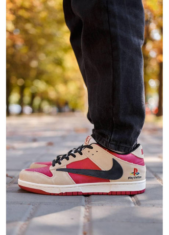 КРОСІВКИ ЖІНОЧІ NIKE SB DUNK LOW X TRAVIS SCOTT PLAYSTATION RED НАЙК СБ ДАНК No Brand білі демісезони (367173791)