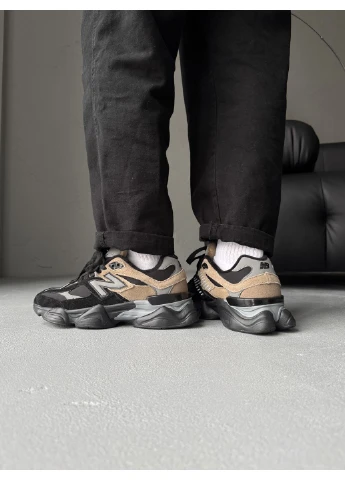 Кроссовки женские и мужские New Balance 9060 Black Brown Winter Termo | Нью Беланс 9060 Термо черные No Brand чёрные демисезоны (373642475)