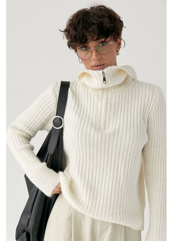 Тепла кофта в рубчик з блискавкою на комірі Lurex (371334079)