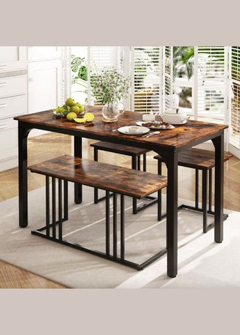 Комплект Decima обеденный стол со стульями в стиле Loft коричневый Costway (362028002)