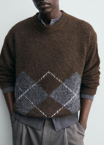 Комбинированный зимний свитер Zara