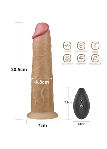Двошаровий вібратор на присосці Dual Layered Platinum Silicone Rotator 8.0 Lovetoy (381049524)