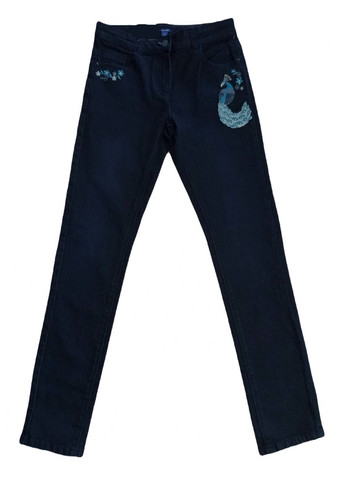 Черные демисезонные зауженные джинсы skinny с регулируемой талией для девочки vt104 Kiabi