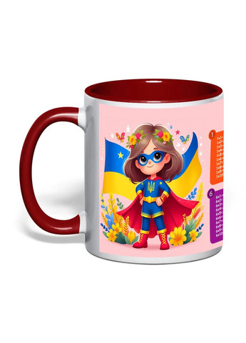 Чашка з друком "Табличка множення" №2 330 мл (колір бордовий) (29988) No Brand (358210399)