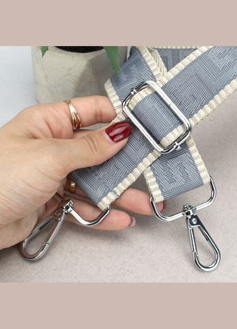 Ремень для сумки текстильный 38 мм SR-7056-8_silver с карабинами серый HandyCover (291926008)