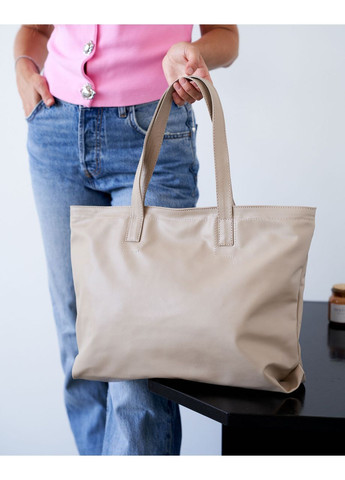 Жіноча сумка-тоут з одним великим відділенням на блискавці бежевого кольору «Беніта» WeLassie (364963452)