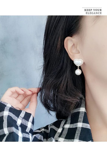 Серьги и жемчужины висячие в форме сердца с жемчужинами. No Brand (361851303)