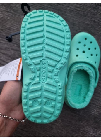 Фисташковые детские кроксы утепленные classic clog Crocs