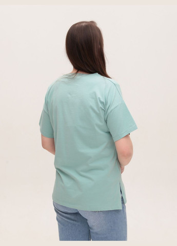 Женская футболка оливковая прямая с надписью JEANSclub Пряма - (322999567)