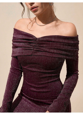 Бордовое вечернее платье SHEIN однотонное