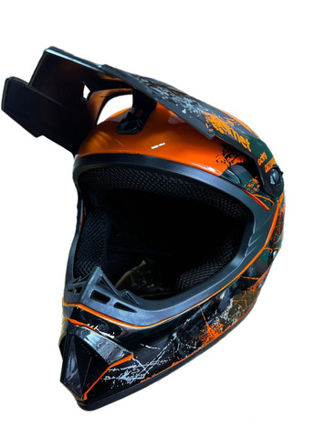 Эндуро кроссовый мотошлем Helmet Orange + очки Standard комплект No Brand (370677329)