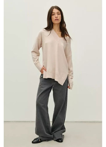 Коричневий светр жіночий v-виріз mkrm4297 Rica Mare