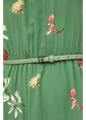 Зеленое кэжуал платье s20-12030-522 а-силуэт Finn Flare с цветочным принтом