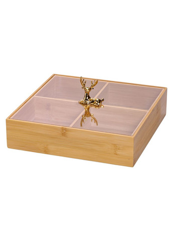 Менажниця дерев'яна на 4 секції з кришкою квадратна HB-40-1 Yiwu (370801204)