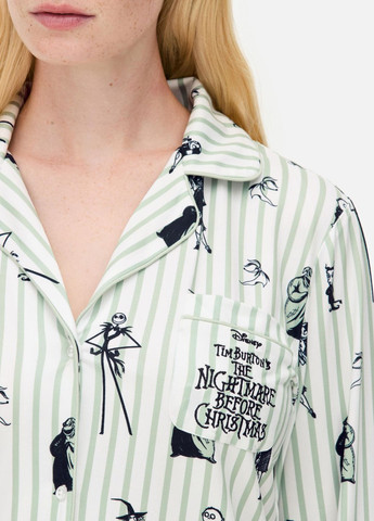 Зеленая всесезон женская пижама disney tim burton’ the nightmare before christmas boyfriend pyjama set s домашний комплект зеленый (8212) рубашка + брюки Primark