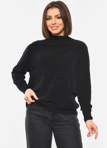 Черный демисезонный свитер женский акриловый черного цвета пуловер Let's Shop