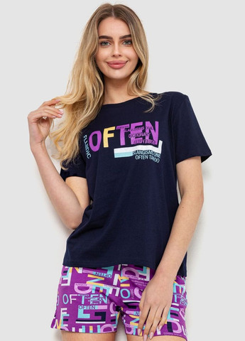 Жіноча піжама з принтом, колір чорно-фіолетовий, Ager (292565027)