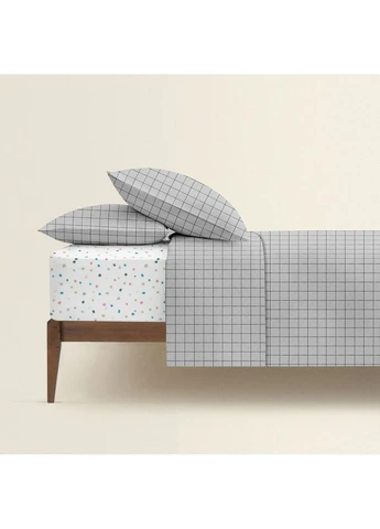 Полуторна постільна білизна з простирадлом на резинці GREY GEOMETRY CS6 (4822052139998) Cosas (392835820)