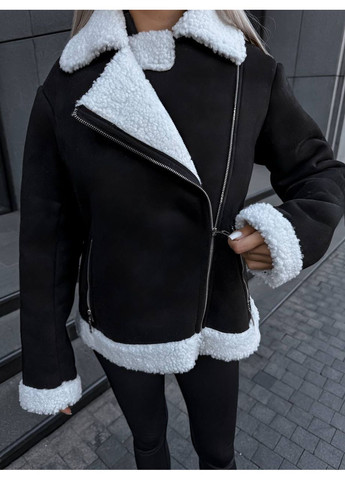 Чорна демісезонна дублянка жіноча чорна 00413 No Brand